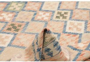 Tappeto Kilim Geometrico Rosa Salmone Azzurro 200x292 Cm