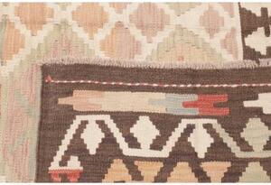 Tappeto Kilim Geometrico Marrone Beige 204x292 Cm