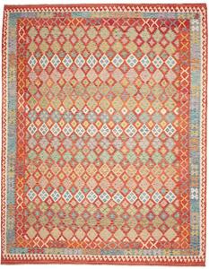 Tappeto Kilim Geometrico Rosso Ruggine Azzurro 289x372 Cm