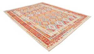 Tappeto Kilim Geometrico Rosso Beige 246x291 Cm
