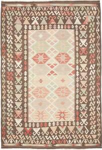 Tappeto Kilim Geometrico Marrone Beige 204x292 Cm