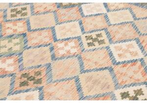 Tappeto Kilim Geometrico Rosa Salmone Azzurro 200x292 Cm