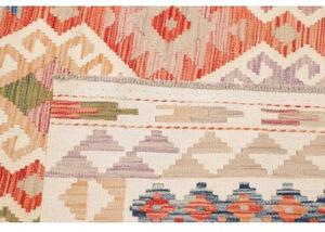 Tappeto Kilim Geometrico Rosso Avorio 246x298 Cm
