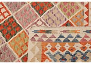 Tappeto Kilim Geometrico Beige Arancione 263x353 Cm