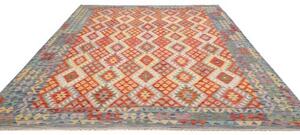 Tappeto Kilim Geometrico Rosso Azzurro 255x343 Cm