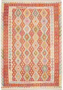 Tappeto Kilim Geometrico Rosso Multicolore 203x293 Cm
