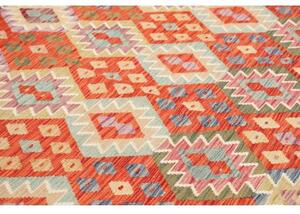 Tappeto Kilim Geometrico Rosso Multicolore 253x293 Cm