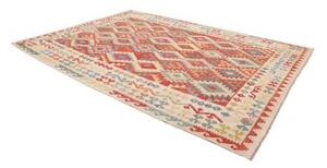 Tappeto Kilim Geometrico Rosso Beige 262x338 Cm
