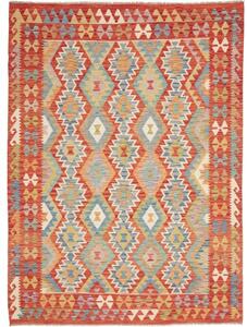 Tappeto Kilim Geometrico Rosso Ruggine Multicolore 175x234 Cm