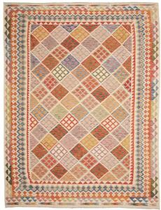 Tappeto Kilim Geometrico Beige Arancione 263x353 Cm