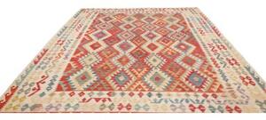 Tappeto Kilim Geometrico Rosso Beige 262x338 Cm
