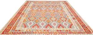 Tappeto Kilim Geometrico Rosso Beige 246x291 Cm