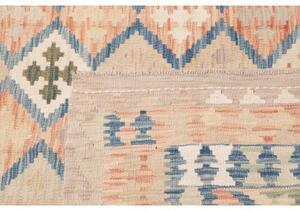 Tappeto Kilim Geometrico Rosa Salmone Azzurro 200x292 Cm
