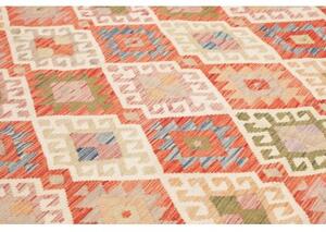 Tappeto Kilim Geometrico Rosso Avorio 246x298 Cm