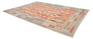 Tappeto Kilim Geometrico Arancione Azzurro 256x353 Cm