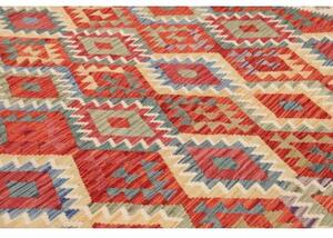 Tappeto Kilim Geometrico Rosso Beige 262x338 Cm