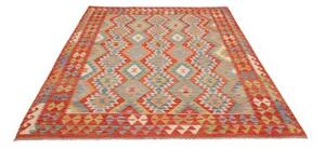 Tappeto Kilim Geometrico Rosso Ruggine Multicolore 175x234 Cm