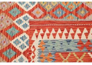 Tappeto Kilim Geometrico Rosso Ruggine Azzurro 289x372 Cm