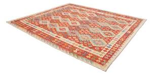 Tappeto Kilim Geometrico Rosso Multicolore 253x293 Cm