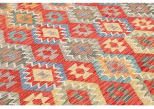Tappeto Kilim Geometrico Rosso Multicolore Quadrato 255x288 Cm
