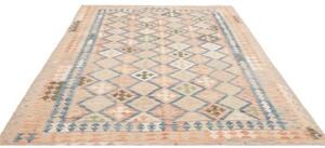 Tappeto Kilim Geometrico Rosa Salmone Azzurro 200x292 Cm