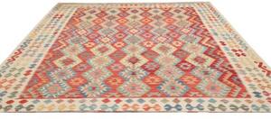 Tappeto Kilim Geometrico Rosso Multicolore Quadrato 255x288 Cm