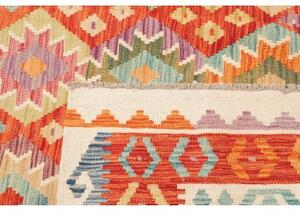 Tappeto Kilim Geometrico Rosso Multicolore 203x293 Cm