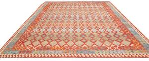 Tappeto Kilim Geometrico Rosso Ruggine Azzurro 289x372 Cm