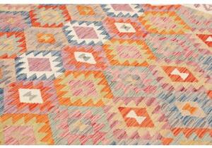 Tappeto Kilim Geometrico Rosso Beige 246x291 Cm
