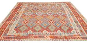 Tappeto Kilim Geometrico Rosso Multicolore 244x290 Cm
