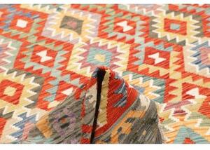 Tappeto Kilim Geometrico Grigio Rosso 204x297 Cm