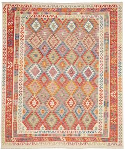 Tappeto Kilim Geometrico Rosso Multicolore 244x290 Cm