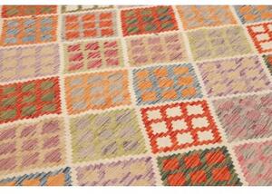 Tappeto Kilim Geometrico Beige Arancione 263x353 Cm