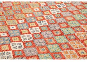 Tappeto Kilim Geometrico Rosso Ruggine Azzurro 289x372 Cm