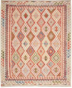 Tappeto Kilim Geometrico Rosso Avorio 246x298 Cm