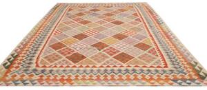 Tappeto Kilim Geometrico Beige Arancione 263x353 Cm