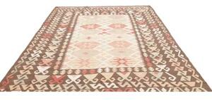 Tappeto Kilim Geometrico Marrone Beige 204x292 Cm