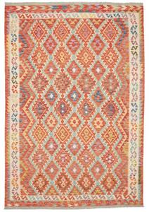 Tappeto Kilim Geometrico Rosso Beige 195x285 Cm
