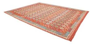 Tappeto Kilim Geometrico Rosso Ruggine Azzurro 289x372 Cm