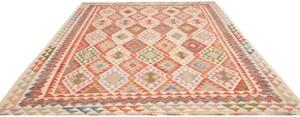Tappeto Kilim Geometrico Rosso Avorio 246x298 Cm