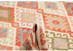 Tappeto Kilim Geometrico Rosso Avorio 246x298 Cm