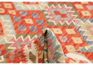 Tappeto Kilim Geometrico Rosso Multicolore 253x293 Cm