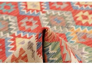 Tappeto Kilim Geometrico Rosso Multicolore Quadrato 255x288 Cm