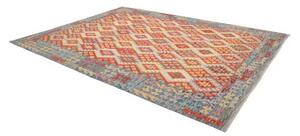 Tappeto Kilim Geometrico Rosso Azzurro 255x343 Cm