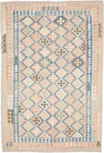 Tappeto Kilim Geometrico Rosa Salmone Azzurro 200x292 Cm