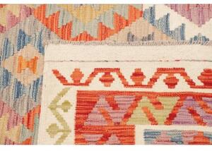Tappeto Kilim Geometrico Rosso Beige 246x291 Cm