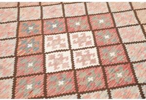 Tappeto Kilim Geometrico Rosa Cipria Beige 168x238 Cm