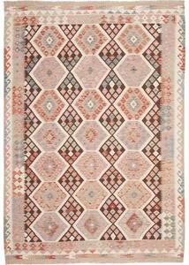 Tappeto Kilim Geometrico Marrone Scuro Rosa Antico 174x248 Cm