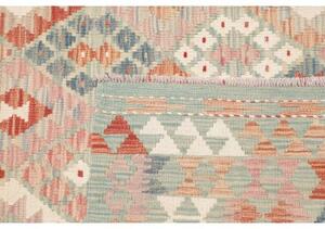 Tappeto Kilim Geometrico Grigio Chiaro Rosso Mattone 176x235 Cm