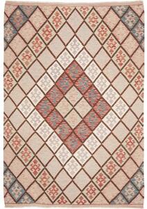 Tappeto Kilim Geometrico Beige Rosso Mattone 167x244 Cm